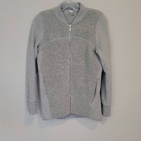 Lululemon Women's Stand Out Sherpa Fleece Jacket Heathered Grey Size 4 - Picture 1 of 9